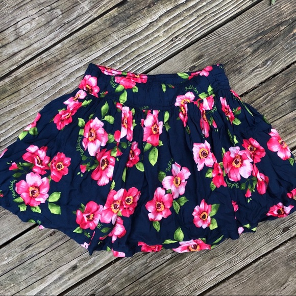Hollister Dresses & Skirts - Navy & Pink Floral Skater Skirt